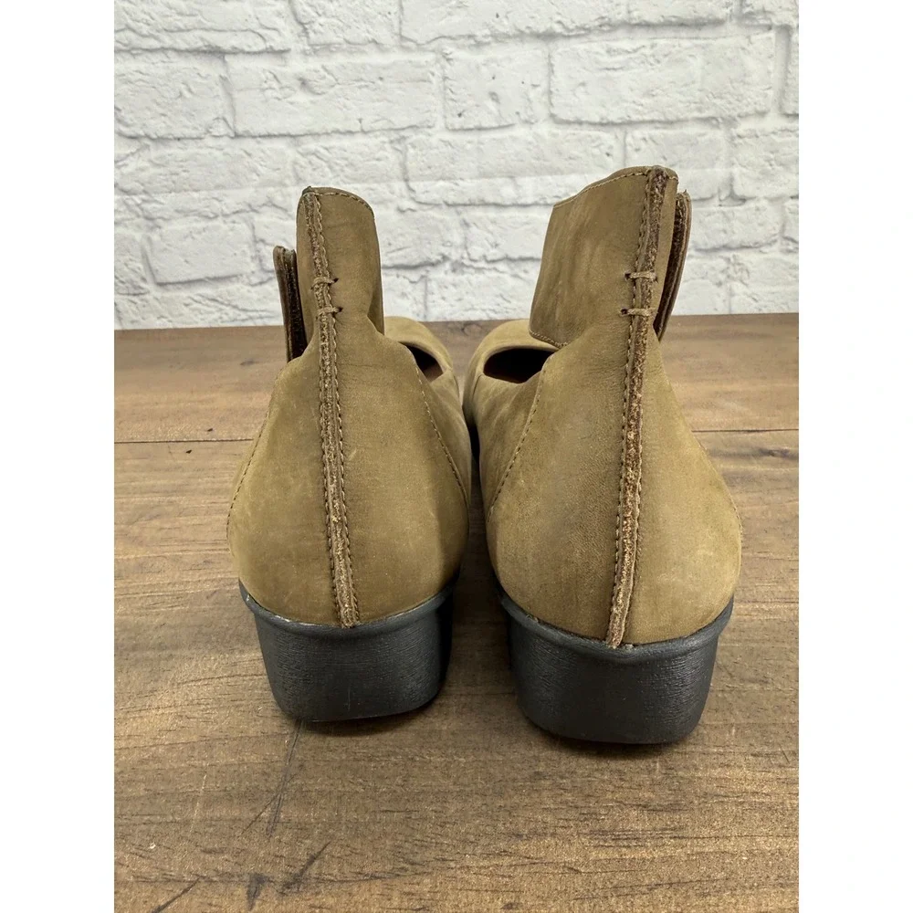 Dansko Olive Green Lulu Ankle Strap Wedge Clogs Leather Shoes Mary Jane 41